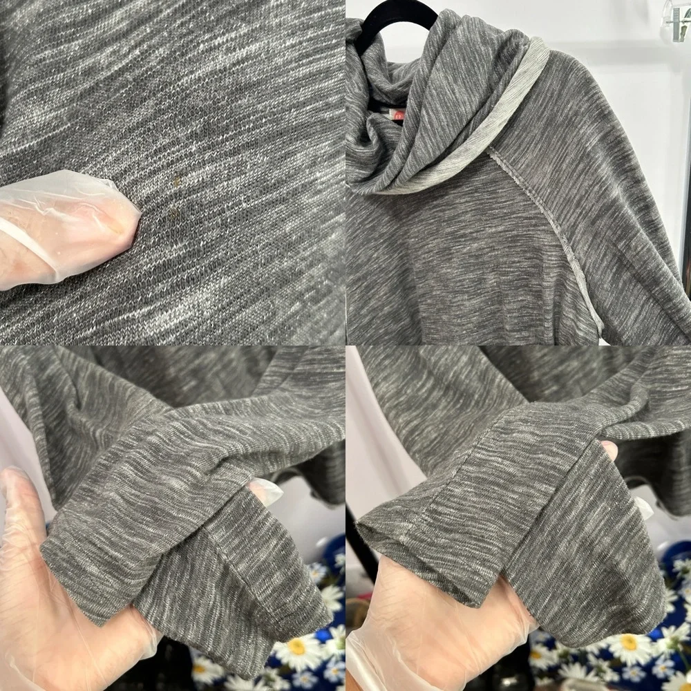 Free People Beach Heather Gray Cowl Neck Lagenlook Sweater Size Large - “Titus” - Picture 9 of 14